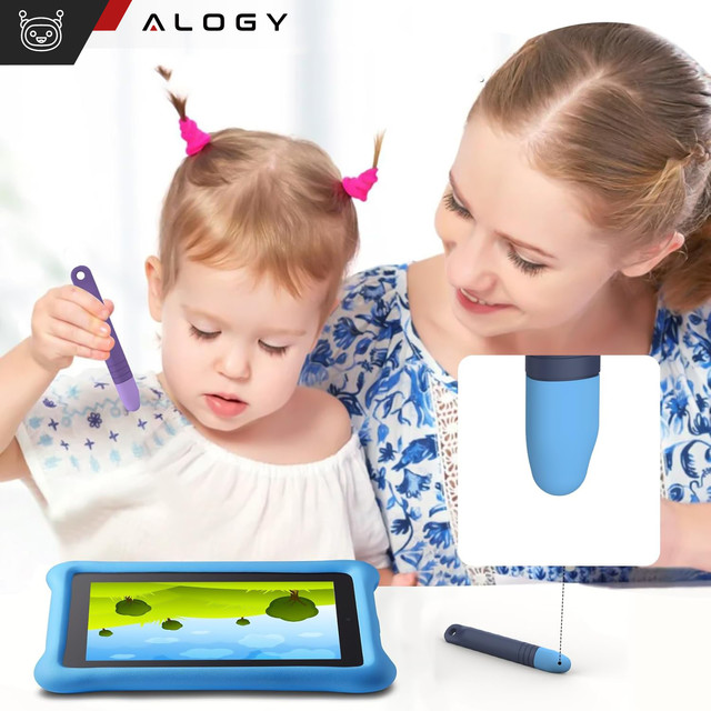 2x Alogy Stylus Pen Capacitive Touchscreen for Tablet Phone Screens for Kids 10cm Purple and Blue