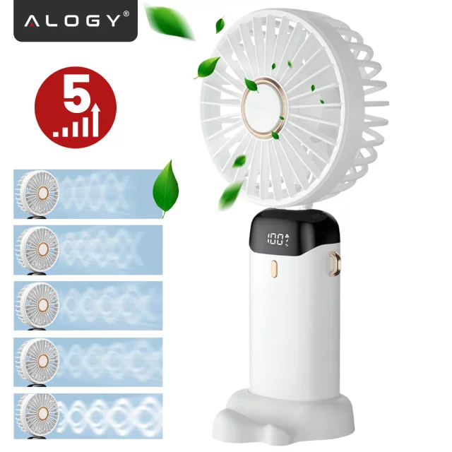 Fan Fan Handheld Fan Wireless Alogy Desktop Portable Handheld with Phone Holder USB-C Navy Blue