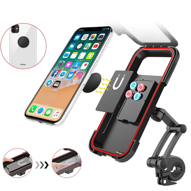 Alogy Vodotěsný držák na kolo na kolo, skútr, motorku, nastavitelná řídítka na telefon.Černá