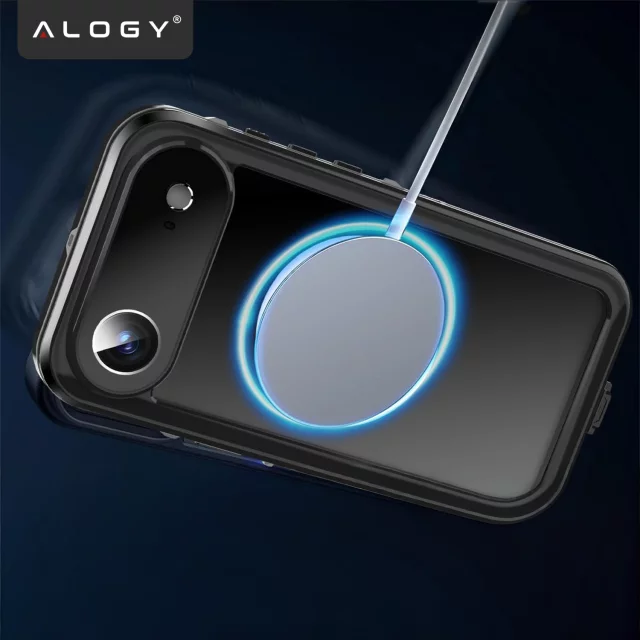 Kryt Alogy HydroArmor™ IP68 pro Apple iPhone 17 Air 6,6", 360° pancéřovaný kryt s průhlednou zadní stranou, kompatibilní s MagSafe, černý