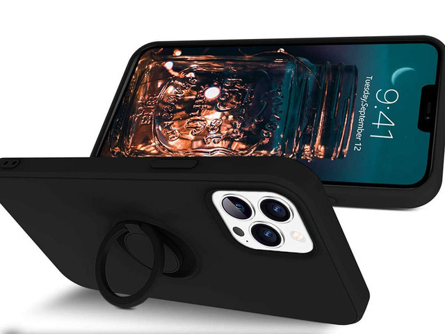 Ring Ultra Slim Alogy Silicone Case for iPhone 12 Pro Max 6.7 Black