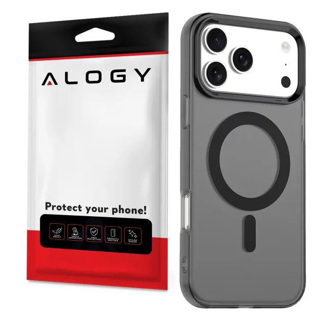 Case for Apple iPhone 16 Pro Max Alogy MagSafe Hybrid Matte Case with Lens Protection Black