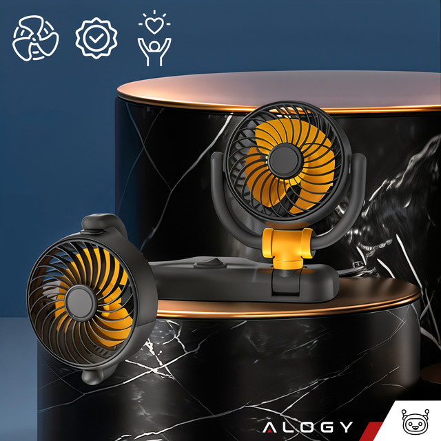 Double fan car fan for cockpit adjustable silent for cigarette lighter for Alogy Car 12V Black