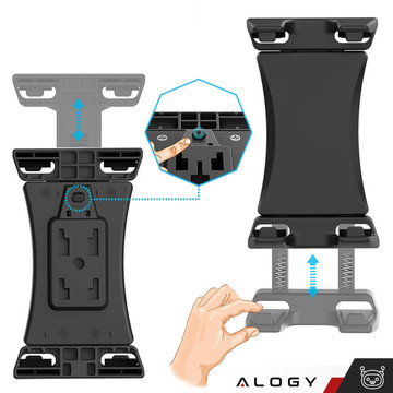 Držák na tablet 4,7"-12,9" na hrazdu, stativ, řídítka na trenažér, stacionární kolo, běžecký pás, stojan na opěrku hlavy Alogy černá