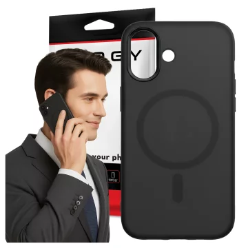 Hülle für Apple iPhone 16 Pro Max Alogy MagSafe Hybrid Matte Case Matte Cover mit Linsenschutz Schwarz