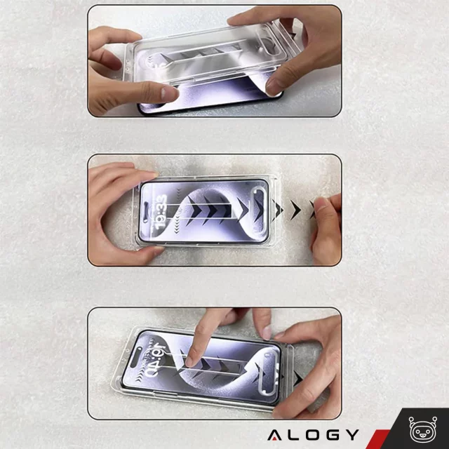 Gehärtetes Glas für Apple iPhone 16 Pro Displayschutzfolie 9H Alogy EasyShield™️ mit Montagerahmen