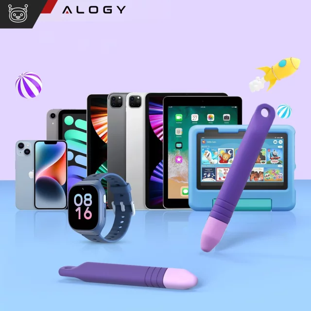 Kapacitní stylus dotykové pero pro telefon a tablet Alogy stylus pro děti 10 cm fialové