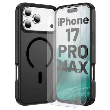 Alogy 3in1 Case Pack™ - Black MagSafe Hybrid Case with 2 Tempered Glass Screen Protectors for Apple iPhone 17 Pro Max