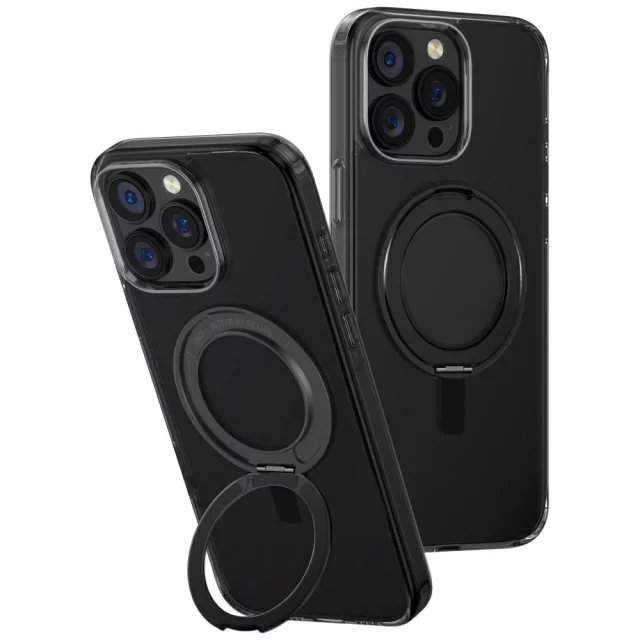 UNIQ Swivix 360 drehbare Schutzhülle mit Ständer, Schwarz, für iPhone 16 Pro Max