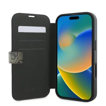 Guess 4G Metal Logo Book Case do iPhone 16 Pro Max – Brown