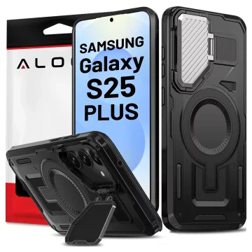 Samsung Galaxy S25 Plus Case for MagSafe Reinforced Armored Lens Protection with Stand Function Protective Phone Case Alogy HeavyDuty Mag™️Black