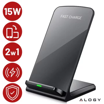 Ładowarka bezprzewodowa indukcyjna Alogy Qi Stand Charger na telefon stojak stacja z ładowaniem 15W Czarna