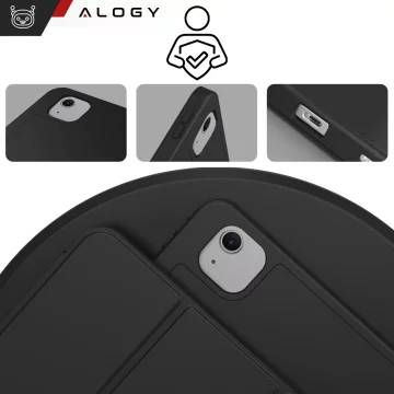 Ochranné pouzdro s držákem stylusu pro Apple iPad Air 13" 2024/2025, iPad Pro 12.9" 2018-2022, pouzdro na tablet Alogy Book Cover Case, černé