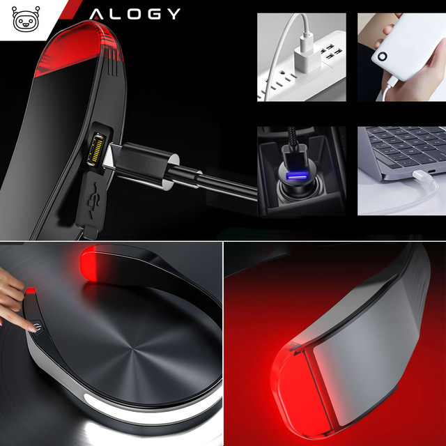 COB LED čelovka pro běh na kole, silná, dobíjecí, USB typ C, čelovka Alogy, IPX4, černá