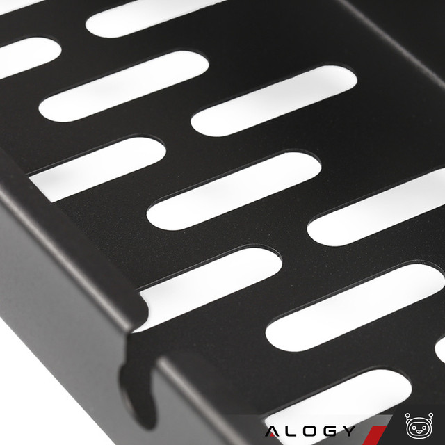 Organizer kabli pod blat półka regulowana na kable listwe biurkowy aluminiowy uchwyt Alogy Czarny