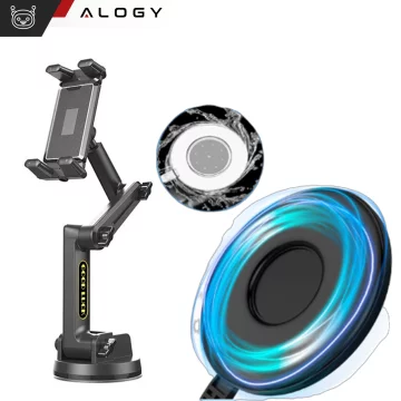 Car holder for tablet, phone 10.1" for truck bus lorry excavator car Long 43cm for windshield cockpit Alogy Black