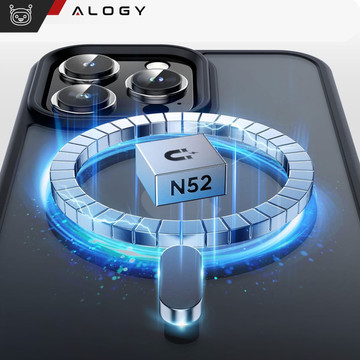 Case for iPhone 15 Pro MagSafe Matt Case Cover frosted Alogy Ring armored phone case Black