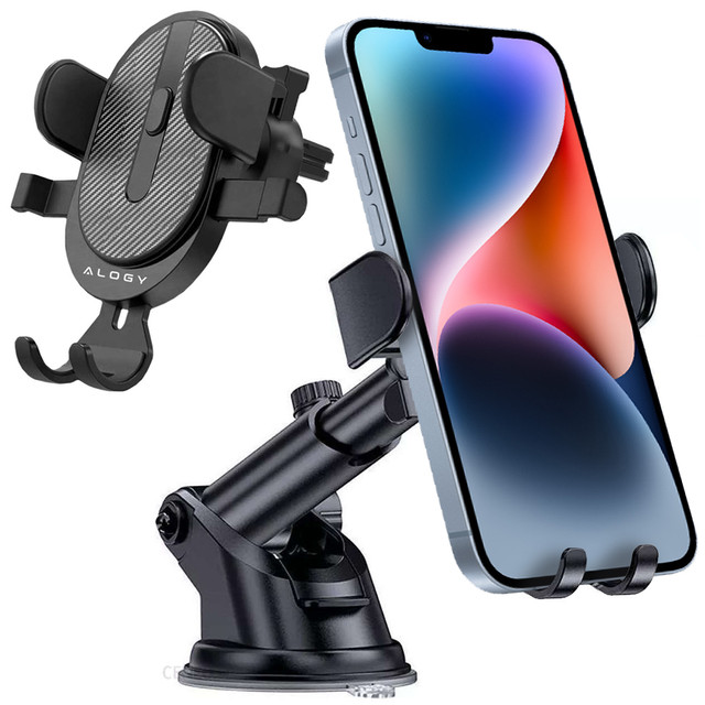 Alogy držák do auta na 6,5" telefon, gravitační, na čelní sklo, palubní deska Easy One Touch Black