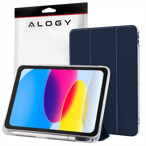 Etui do Apple iPad 11gen. 11" 2025 / 10gen. 10.9" 2022 Ochronne Hybrydowe z Miejscem na Rysik, Składana Okładka, Funkcja Podstawki, Alogy HybridBook™ Case  – Granatowe