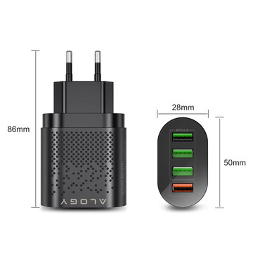Alogy 4x USB Quick Charge 3.0 2.4A Schnellladegerät Schwarz