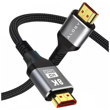 Kabel HDMI 2.1 Alogy 2m 4K 8K PREMIUM MIEDŹ ULTRA High Speed 60Hz 48GBps Czarny