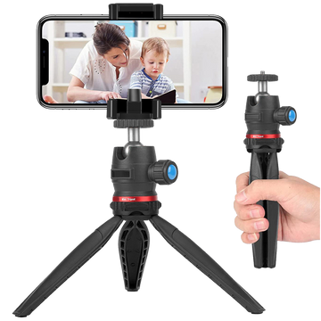 Alogy Mini Tripod Držák telefonu Liginn Stativ pro focení pro GoPro zvonkovou lampu telefonu s fotoaparátem 1/4 Černá
