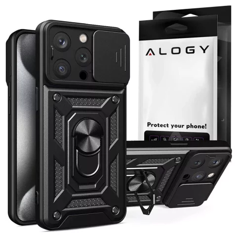 Case for Apple iPhone 16 Pro armored Slide Case Ring camera protection housing Camshield Alogy black