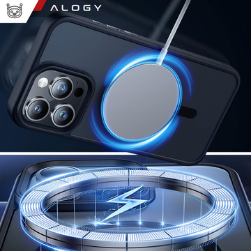 Case for iPhone 15 Pro MagSafe Matt Case Cover frosted Alogy Ring armored phone case Black