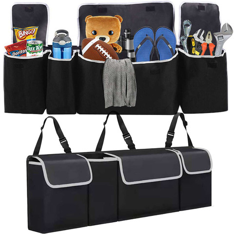 Car organizer Bag for the trunk of a car, large trunk for a seat with Velcro, Alogy Black