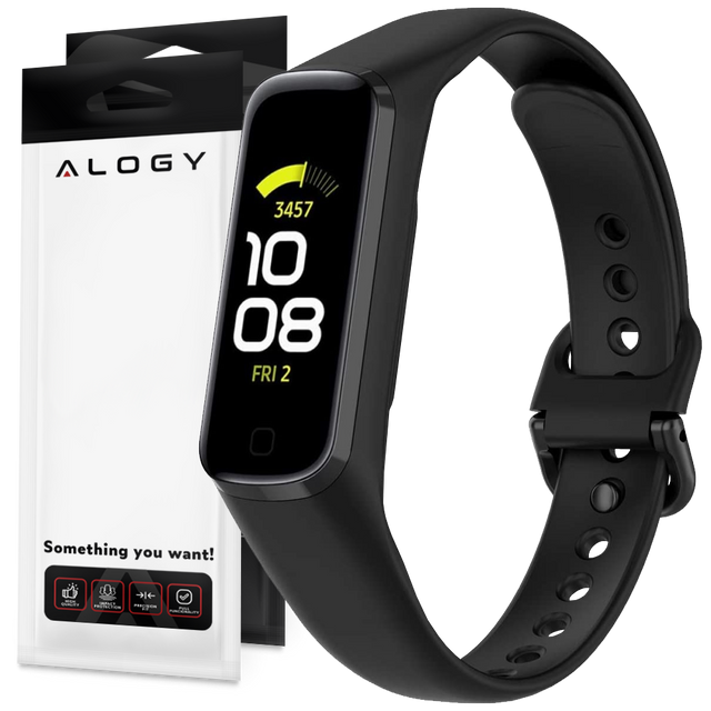 Sportowy pasek gumowy soft Alogy strap do Samsung Galaxy Fit 2 SM-R220 Czarny