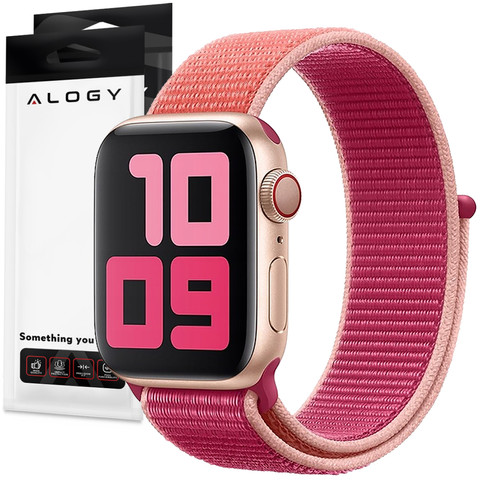 Alogy Nylon Strap with Velcro for Apple Watch 1/2/3/4/5/6/7/8/SE/Ultra (42/44/45/49mm) Pink