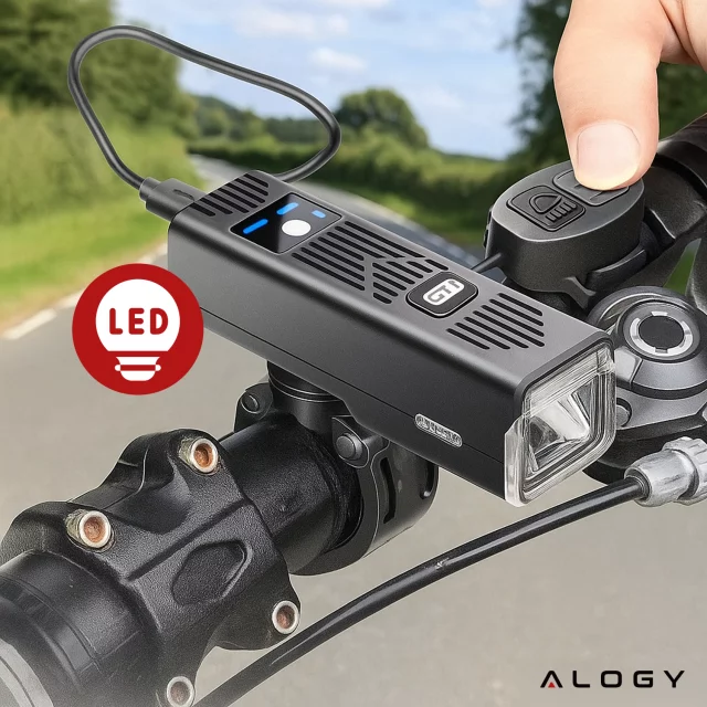 Lampka rowerowa SUPER JASNA 8H ŚWIECENIA przód LED przednia światło roweru z DZWONKIEM przewodowym oświetlenie 450LM 2000MAH wodoodporna światełko na rower czarna