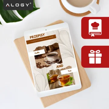 Thermobecher 420 ml mit Henkel und Deckel für Kaffee, Tee, Stahl, Kalt- und Heißgetränke, Alogy Black