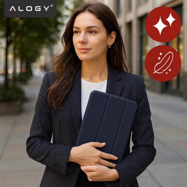 Etui do Apple iPad 11gen. 11" 2025 / 10gen. 10.9" 2022 Ochronne Hybrydowe z Miejscem na Rysik, Składana Okładka, Funkcja Podstawki, Alogy HybridBook™ Case – Granatowe