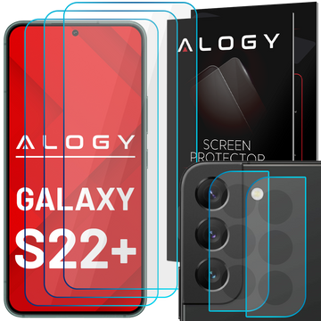 3x 9H Tempered Glass Screen 2x Camera Lens Alogy Glass Pack for Galaxy S22 Plus