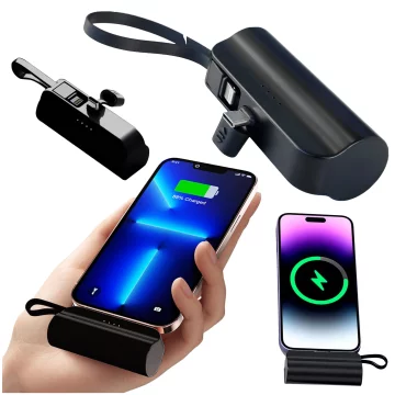 PowerBank 5000 mAh Alogy Power Bank Pocket kleines externes Ladegerät Power Bank USB-C und Lightning Schwarz