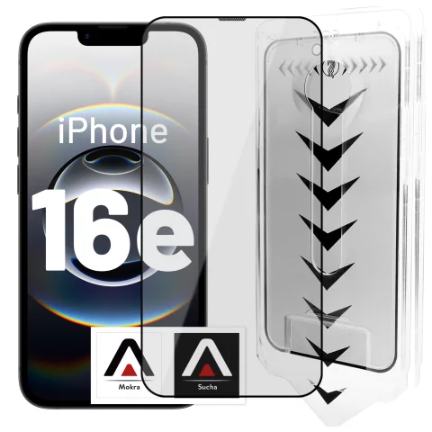 Gehärtetes Glas für Apple iPhone 16e Displayschutzfolie 9H Alogy EasyShield™️ mit Montagerahmen