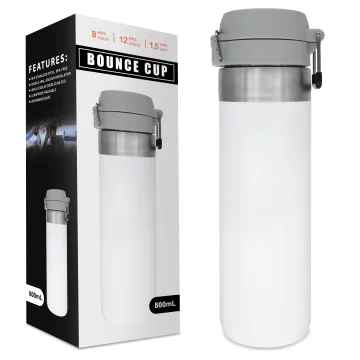 Kubek termiczny Termos Alogy ThermoGo™ 800ml Stalowy Szczelny Pakowny Podróżny do Kawy i Herbaty Sportowy Długo Trzymający Ciepło do Auta i Plecaka Biały