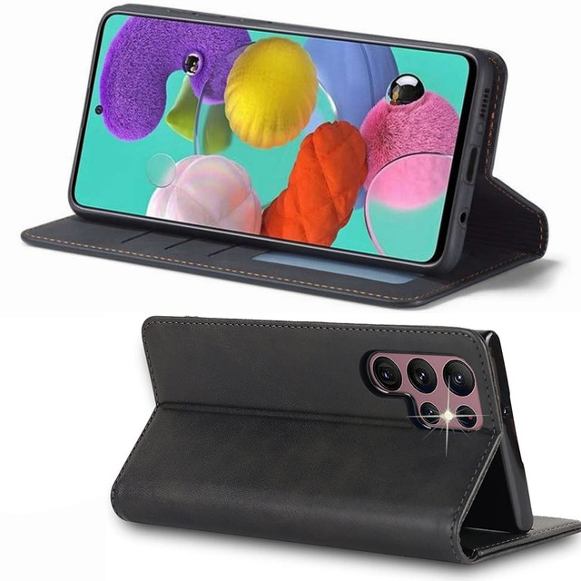 Leather Flip Wallet Case Alogy Forwenw pro Samsung Galaxy S22 Ultra Black