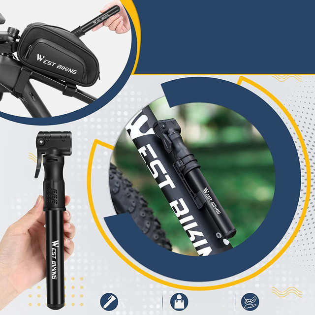 Pompka rowerowa aluminiowa Alogy Mini Bike Pump 100psi z uchwytem ręczna Czarna