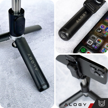 Alogy Selfie Stick Držák na telefon Foto stativ Stativ 103 cm Bluetooth dálkové ovládání černý
