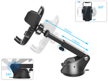 Alogy 2-in-1 car phone holder for the windshield for the dashboard grille Black
