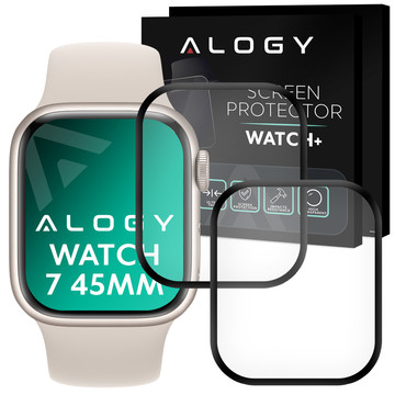 2x Alogy 3D Flexible Glass for Apple Watch 7 45mm Black