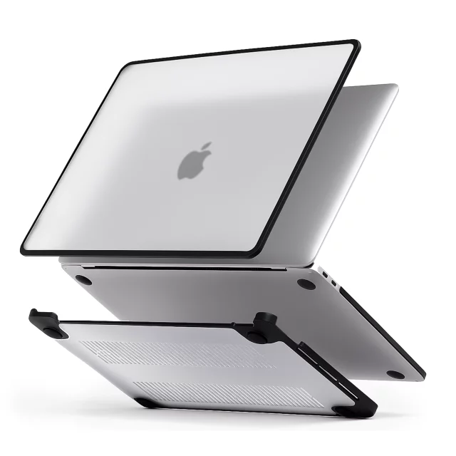 Etui ochronne do Apple Macbook Air 13 13.3" - 2018-2020 (M1 A2337/A2179/A1932) Alogy MatteGuard™ obudowa Matowa Przezroczysta Biel z czarną ramką