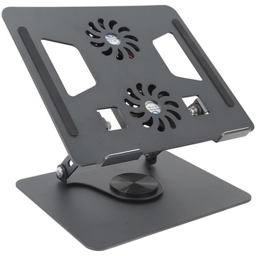 Ständer, Laptoptisch, 17,3 Zoll, verstellbar, 360 Grad, Kühlung, faltbar, Aluminium, 25 x 21,7 cm, Alogy Graphite
