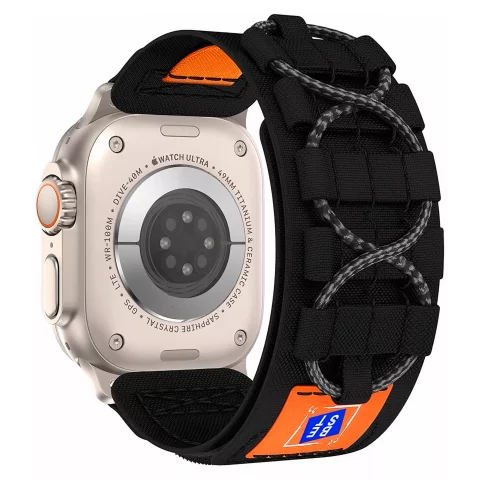 Alogy Nylonarmband mit Klettverschluss für Apple Watch 42/44/45/49 mm Schwarz