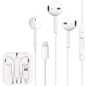 Kabelová sluchátka Ear Pods Lightning pro Apple iPhone iPad iPod do uší Bílá
