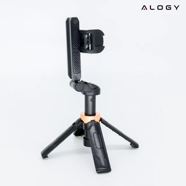 Selfie Stick Mini Tripod stabilny kompaktowy lekki Kijek do Selfie i Statyw Rozkładany 360° z Pilotem Bluetooth 10m, Stojak do Zdjęć i Nagrywania, Alogy FlexiShot™ Czarny