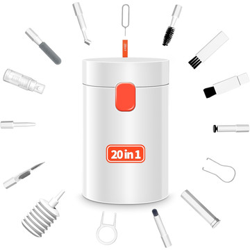 Čisticí sada 20v1 na čištění klávesnice telefonu, sluchátka, multifunkční čistič, kartáč, Alogy Set, bílá