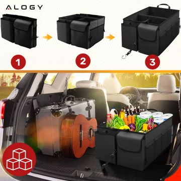Úložná taška organizéru kufru do auta velký kufr Black XXL Alogy pevný kryt